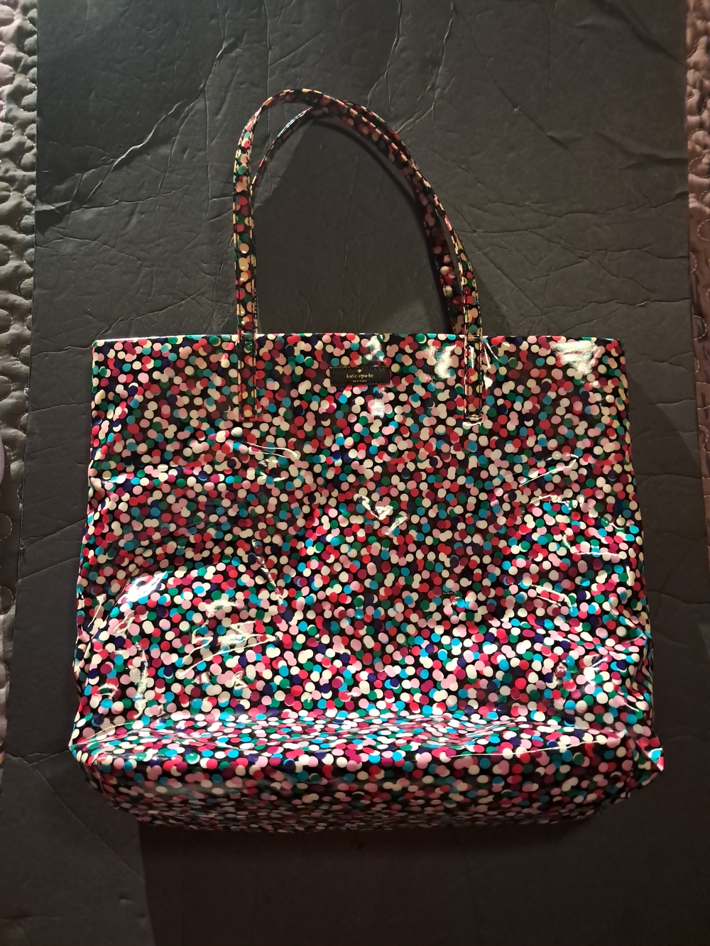 KATE SPADE Multicolor Confetti Tote Bag - Glossy Polka Dot Design